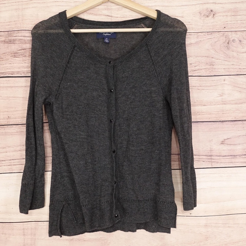 American Eagle Outfitters Cardigan Sweater Womens Small Button Front Wool Blend